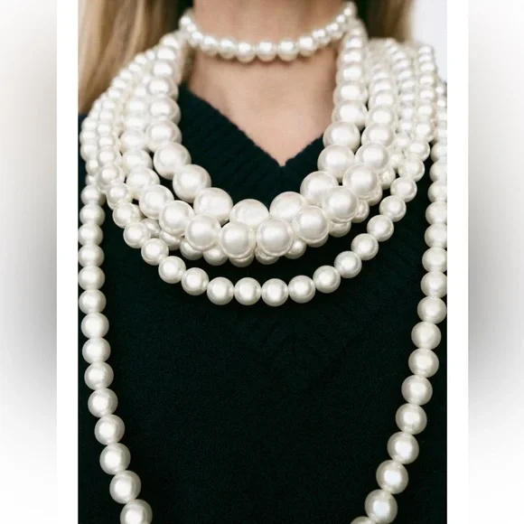 Collier Zara Perles Et Cristal Doré - Collier Statement Pour Fêtes Et Cadeaux - Neuf Sans Emballage